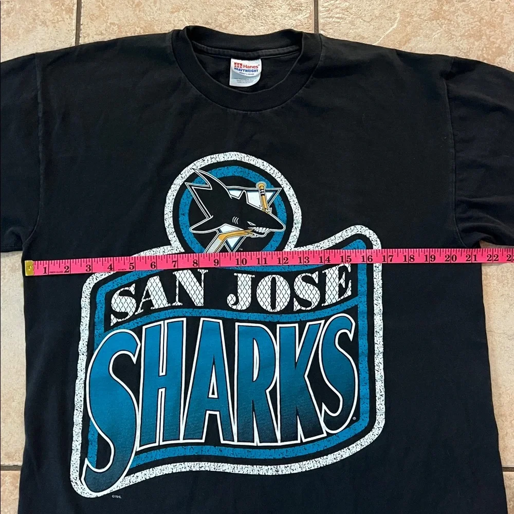 Vintage Hanes Single Stitch 90s NHL San Jose Sharks‎ Black Tshirt, Adult Large